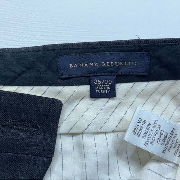 Banana Republic Wool Dress Pants Mens Size 35x30 Dark Gray Striped Flat Front - Picture 6 of 12